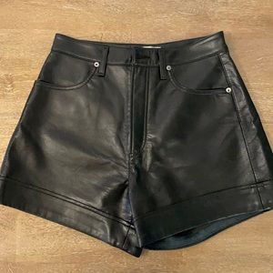 Agolde black, high rise, faux leather shorts Size 27